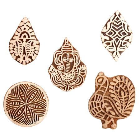 Set of 5 Piece New Mix Wooden Printing Block